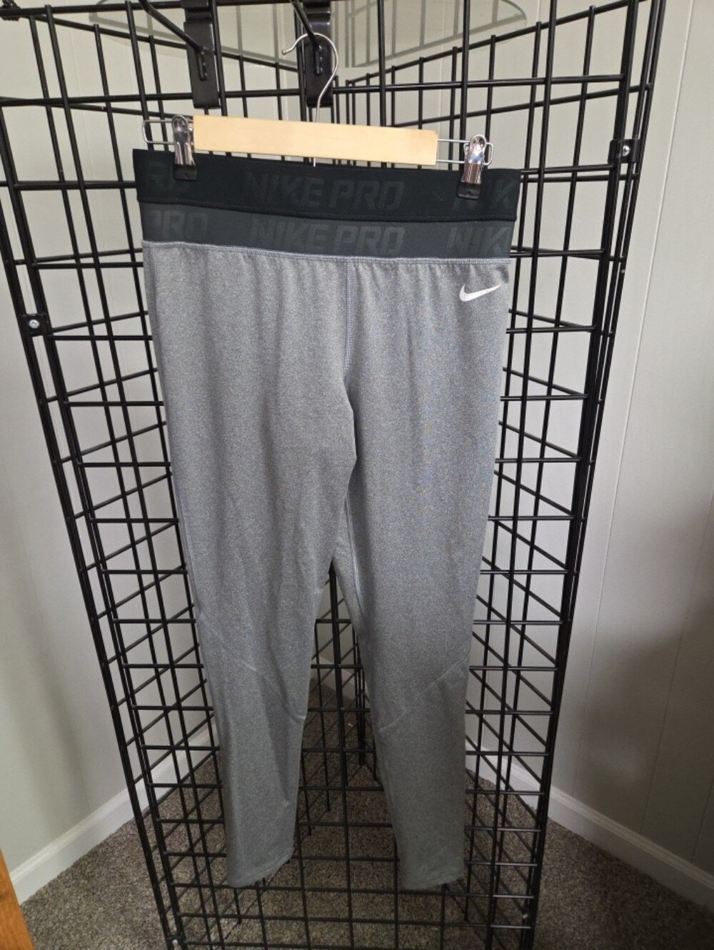 Nike Pro Womens Leggings Large Black Dri Fit Athletic Compression